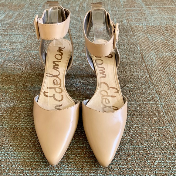 Sam Edelman Beige Okala Ankle Strap Pointed Toe Dress Pumps Heels, size 8 EU 39 - Picture 2 of 12
